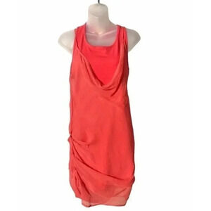 Elizabeth and James Coral Silk Chiffon Mini Sheath Dress 4